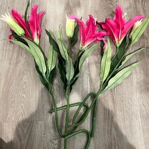 Vibrant Pink and Green Artificial Flowers